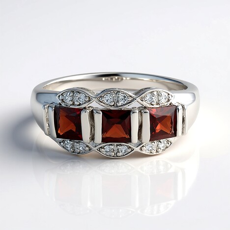 Bague en argent et Grenat du Mozambique