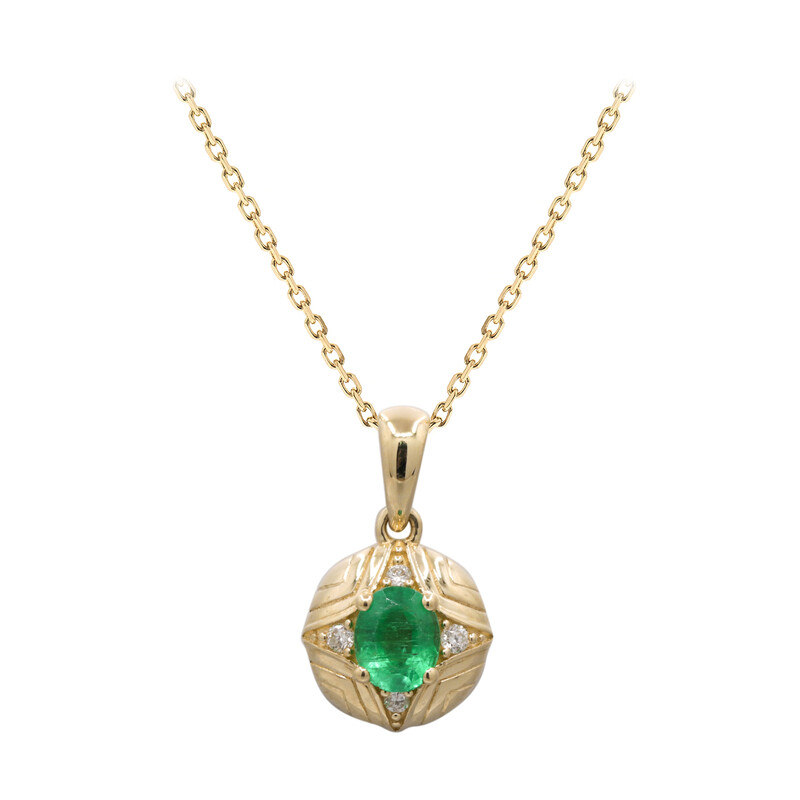 AAA Zambian Emerald Gold Necklace, 0.35 ct