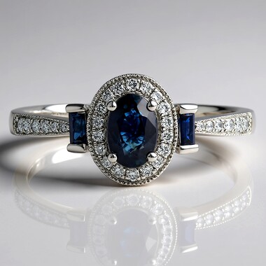 Anello in oro con Zaffiro Ceylon Blu