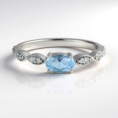 Zilveren ring met een Braziliaanse Aquamarijn