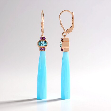 Orecchini in argento con Calcedonio Blu (KM by Juwelo)