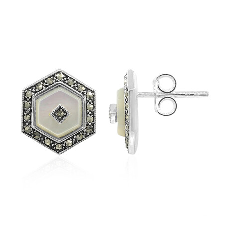 Zilveren oorbellen met parelmoer