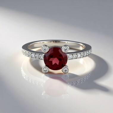 Anillo en plata con Granate de Mozambique