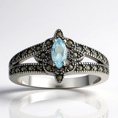 Anello in argento con Topazio Blu Cielo