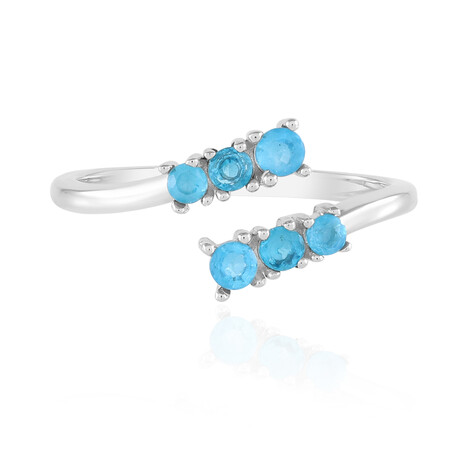 Neonblauer Apatit-Silberring
