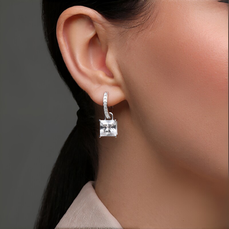 Pendientes en plata con Cuarzo blanco