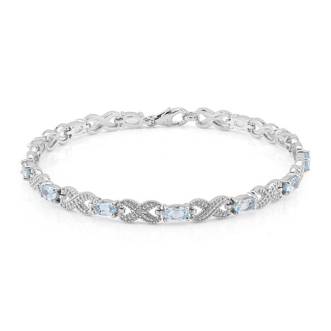 Brazalete en plata con Topacio azul cielo