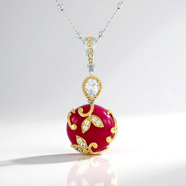 Naszyjnik ze srebra rodowanego - Chalcedon malinowy (Dallas Prince Designs)