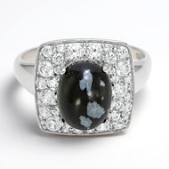 Zilveren ring met een sneeuwvlokken obsidiaan