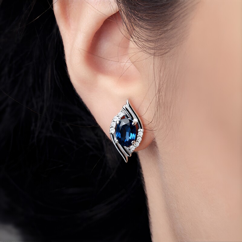 Teal Kyanite Silver Earrings