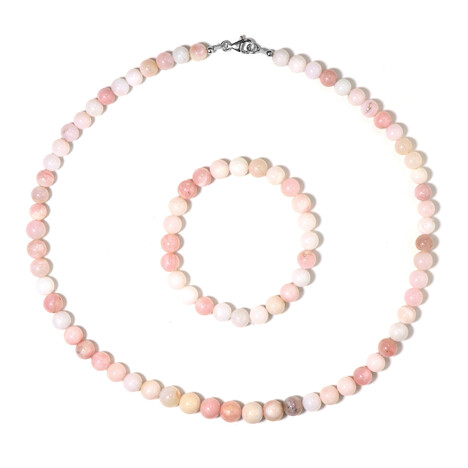 Pinkfarbener Opal-Silberset