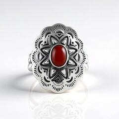 Anello in argento con Onice Rossa