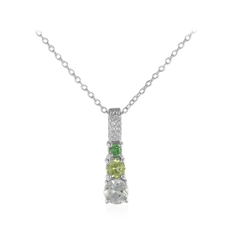 Zilveren halsketting met een groene amethist