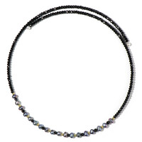 Collier ras du cou en acier et Perles de culture d’eau douce noires (Riya)