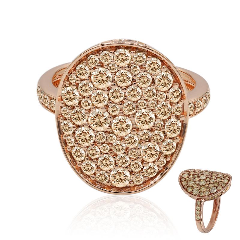 Aussie Rose de France Diamant 14K Gold Ring, 1,86ct
