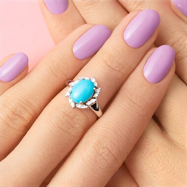 Anillo en plata con Turquesa bella durmiente