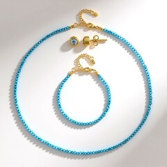 Parure in argento con Topazio Blu Cielo