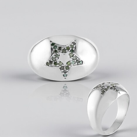 Anello in ottone con Diamante Verde I3 (Juwelo Style)