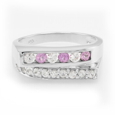 Pinkfarbener Ceylon-Saphir-Silberring