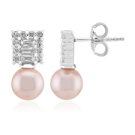 Orecchini in argento con Perla Ming Porpora (TPC)