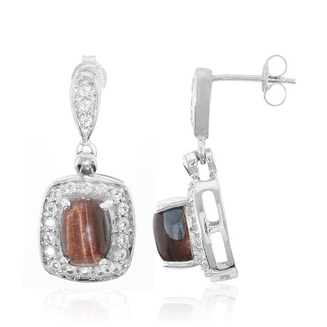 Orecchini in argento con Occhio di Tigre Rosso