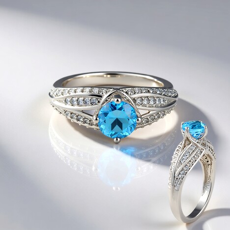 Anello in argento con Topazio Blu Svizzero