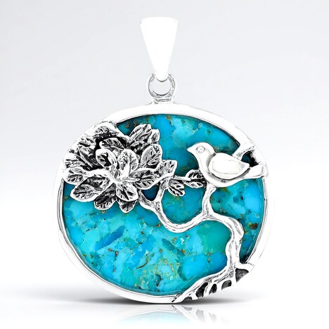 Ciondolo in argento con Turchese Kingman Mohave Blu