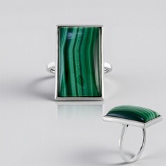 Anello in argento con Malachite (MONOSONO COLLECTION)