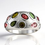Anello in argento con Tormalina Verde Brasiliana (de Melo)