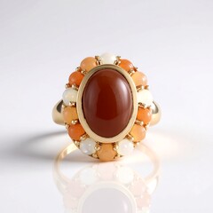Anello in argento con Pietra di Luna Cioccolato