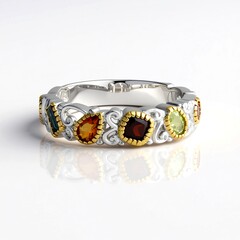 Bague en argent et Citrine Madère