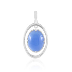 Blauer Chalzedon-Silberanhänger