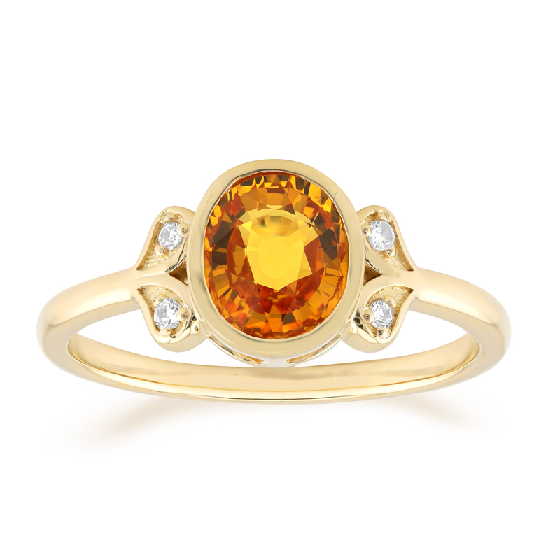 JAGDAMBA GEMS Anello placcato oro con zaffiro giallo