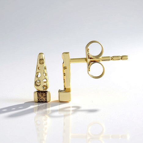 Orecchini in oro con Diamante Champagne I2 (Ornaments by de Melo)