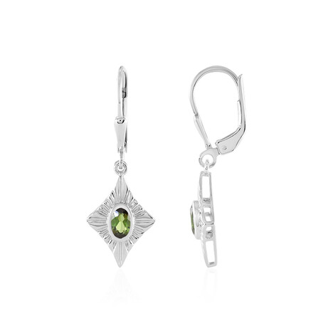 Boucles d'oreilles en argent et Tourmaline verte