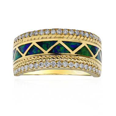 Lightning Ridge-Schwarzer Opal-Goldring (CIRARI)
