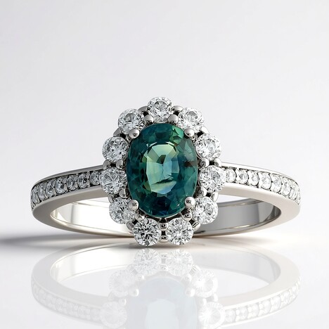 Anello in argento con Zaffiro Petrolio