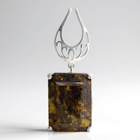 Pendentif en argent et Quartz Dinosaure