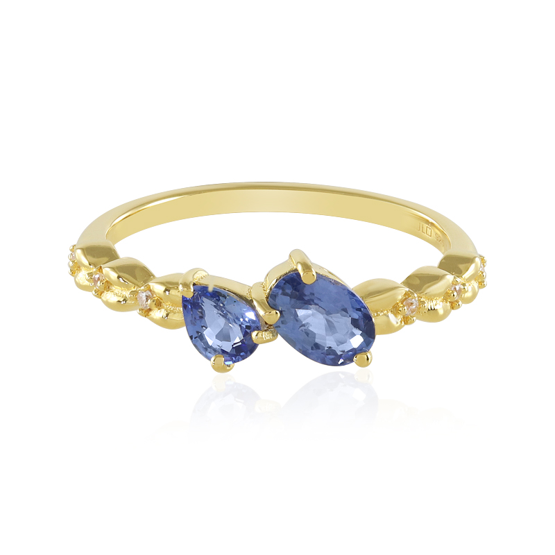 Anello Veretta Zaffiri Blu Naturali 2 carati Oro Bianco - Scermino Gioielli