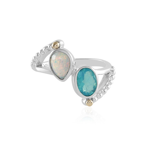 Anello in argento con Opale Blu dell'Etiopia (Granulieren)