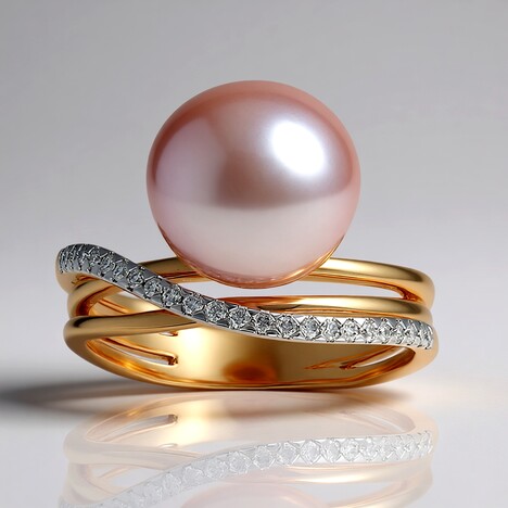 Bague en or et Perle Ming rose royal (TPC)