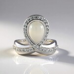 Anello in argento con Pietra di Luna Bianca (KM by Juwelo)