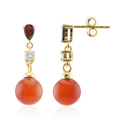 Boucles d'oreilles en argent et Onyx rouge