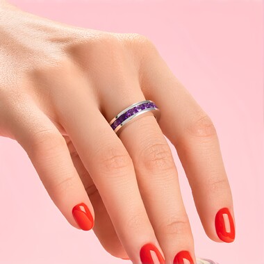 Bague en argent et Améthyste de Zambie