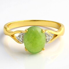 Anello placcato in oro con Crisoprasio Imperiale