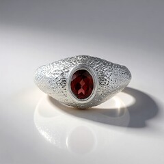 Anello in argento con Granato Mozambico