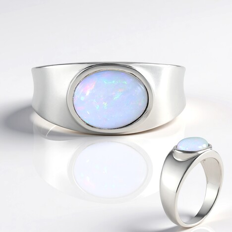 Bague en argent et Opale d'Australie