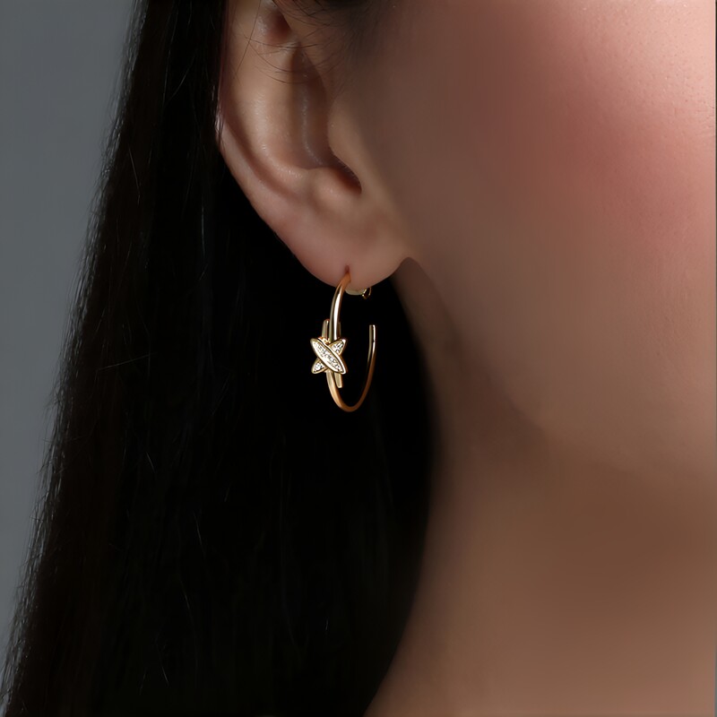 Pendientes en oro con Diamante I3 champán (de Melo Gold)