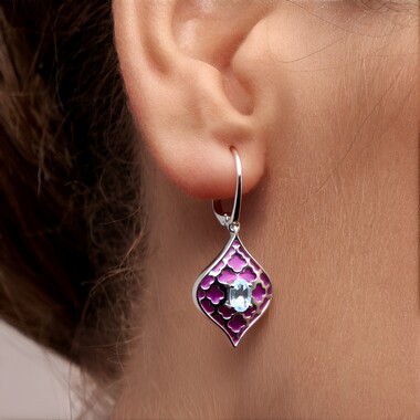 Sky Blue Topaz Silver Earrings (SAELOCANA)