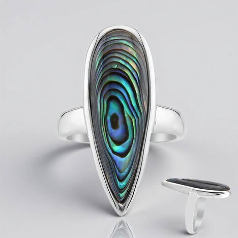 Anello in argento con Conchiglia Abalone (MONOSONO COLLECTION)